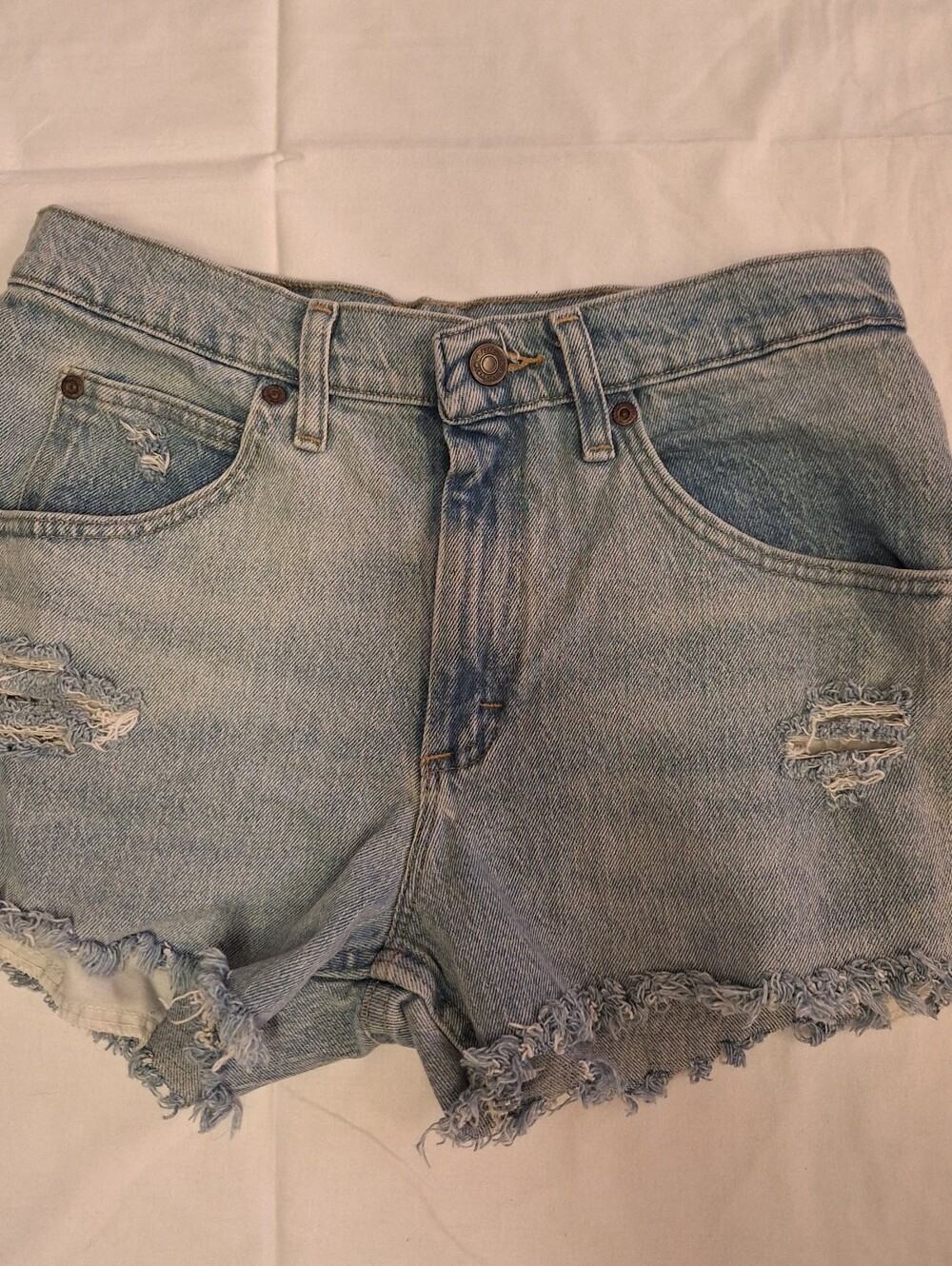 Wrangler Light Blue Distressed Denim Cutoff Shorts